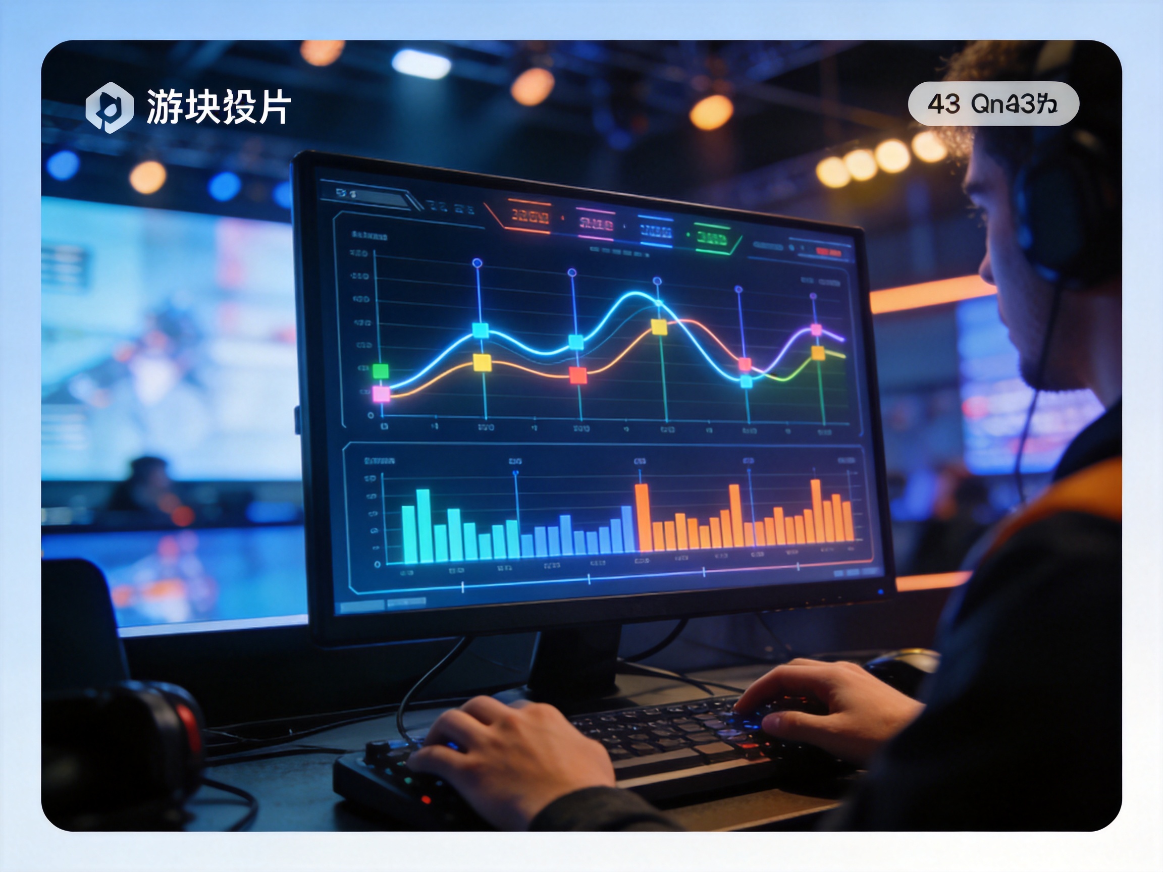 电竞数据看板界面展示多项对局指标与趋势图表
