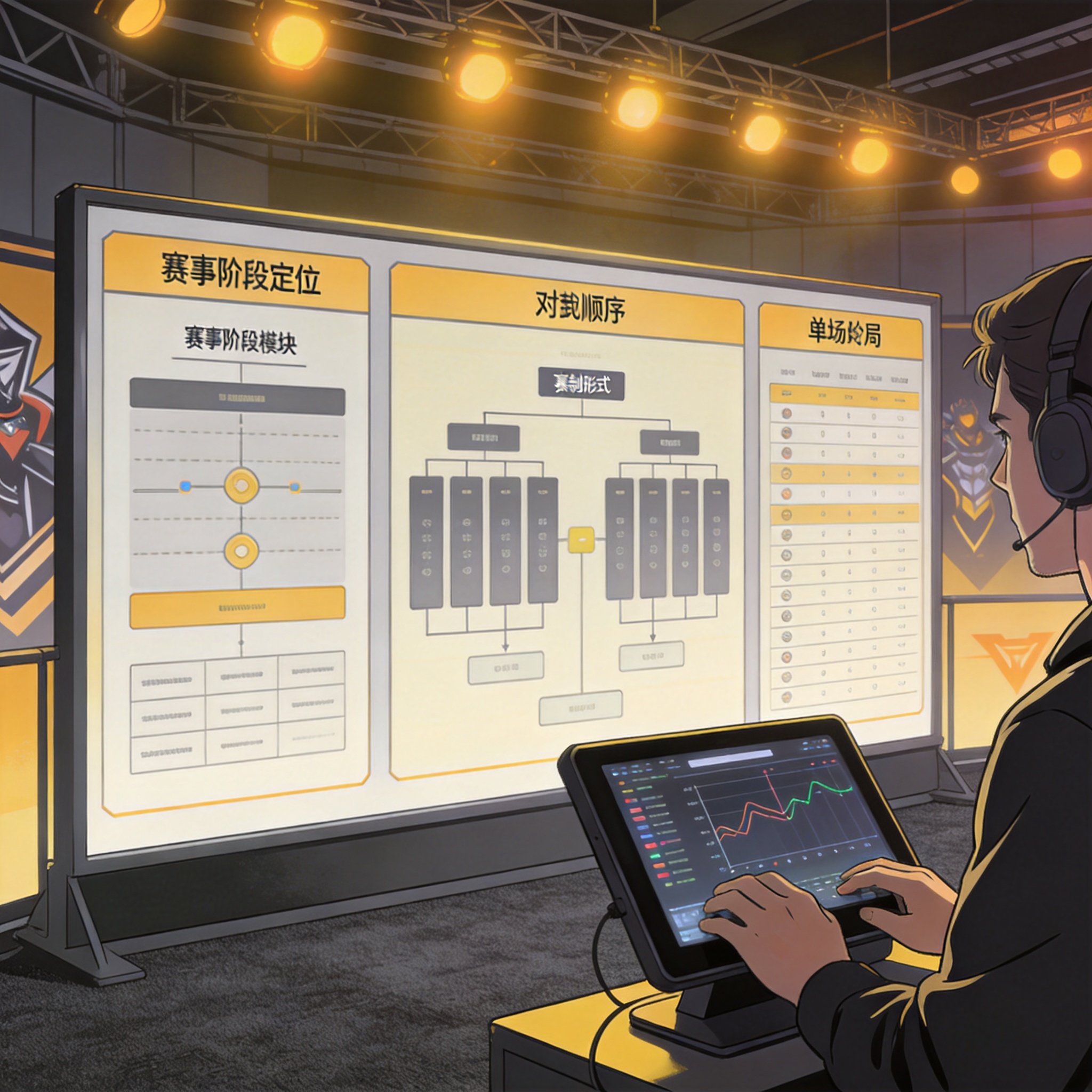 电竞赛程安排与对阵顺序信息展示板的场景